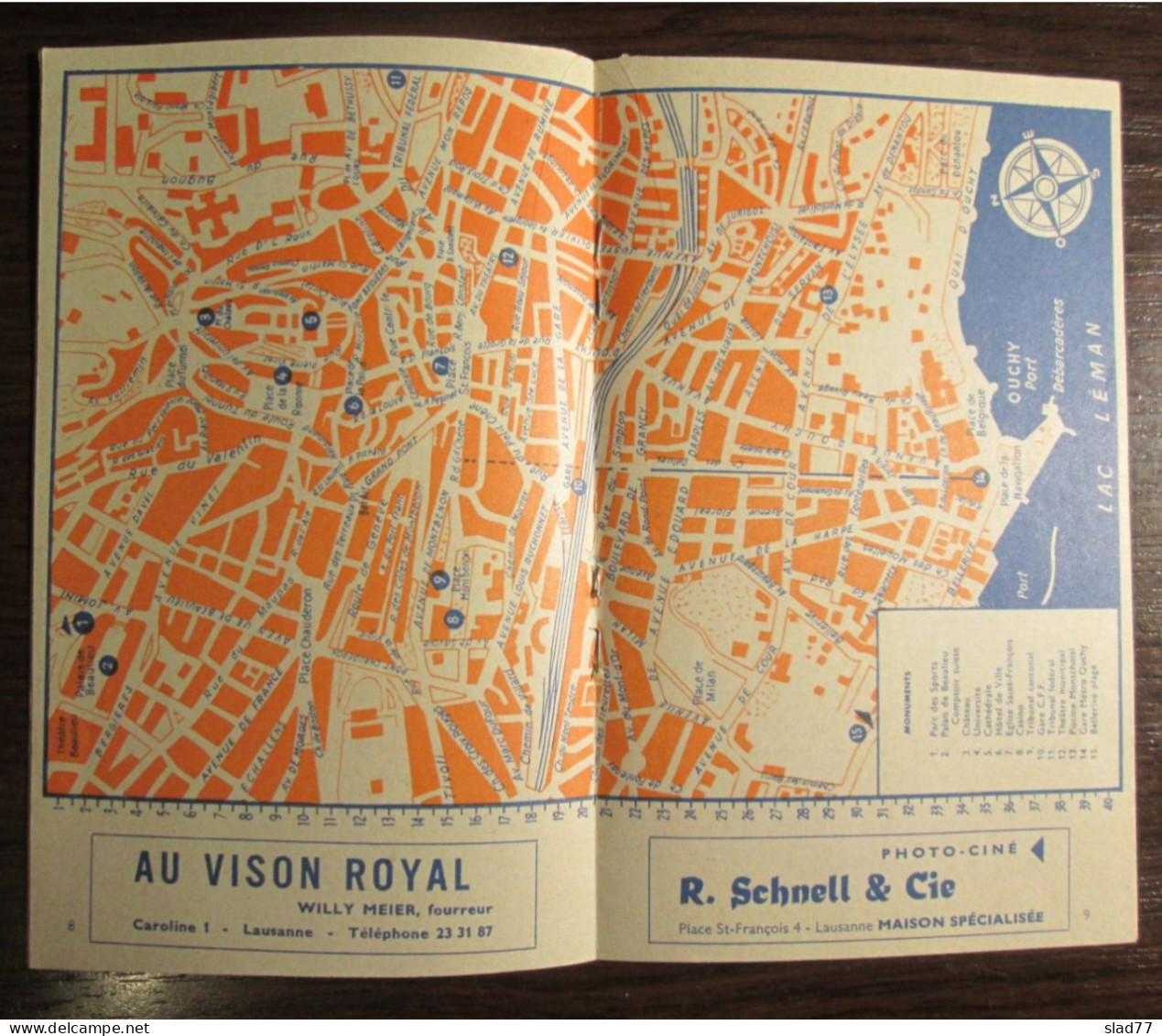 VintageTourism Brochure Lausanne Swiss Hotel City Guide Plan 1962 Omega Watches Advertising - Reiseprospekte