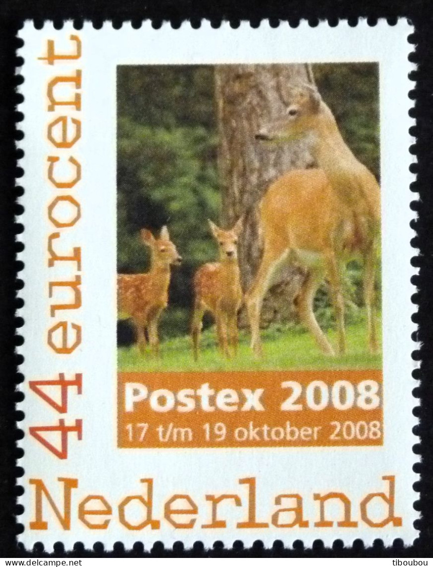 PAYS BAS NEDERLAND TIMBRE PERSONNALISE ** MNH - POSTEX 2008 BICHE FAON CERF DEER STAG - Francobolli Personalizzati