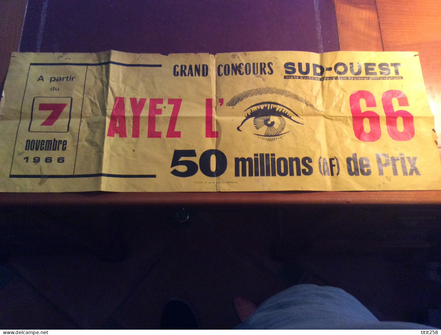 Ancien Bandeau Grand Concours SUD OUEST Ayez L'Oeil 1966  . Bordeaux 33 Gironde - Posters