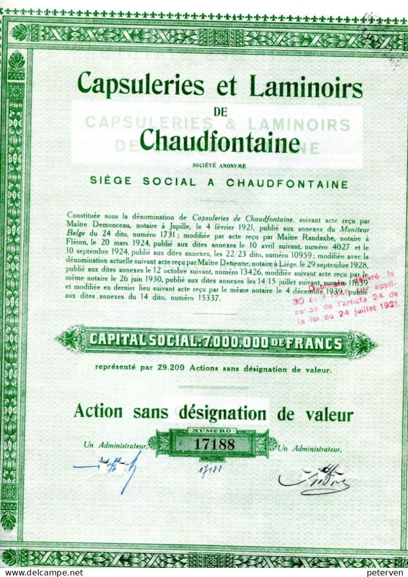 CAPSULERIES Et LAMINOIRS De CHAUDFONTAINE - Agricultura