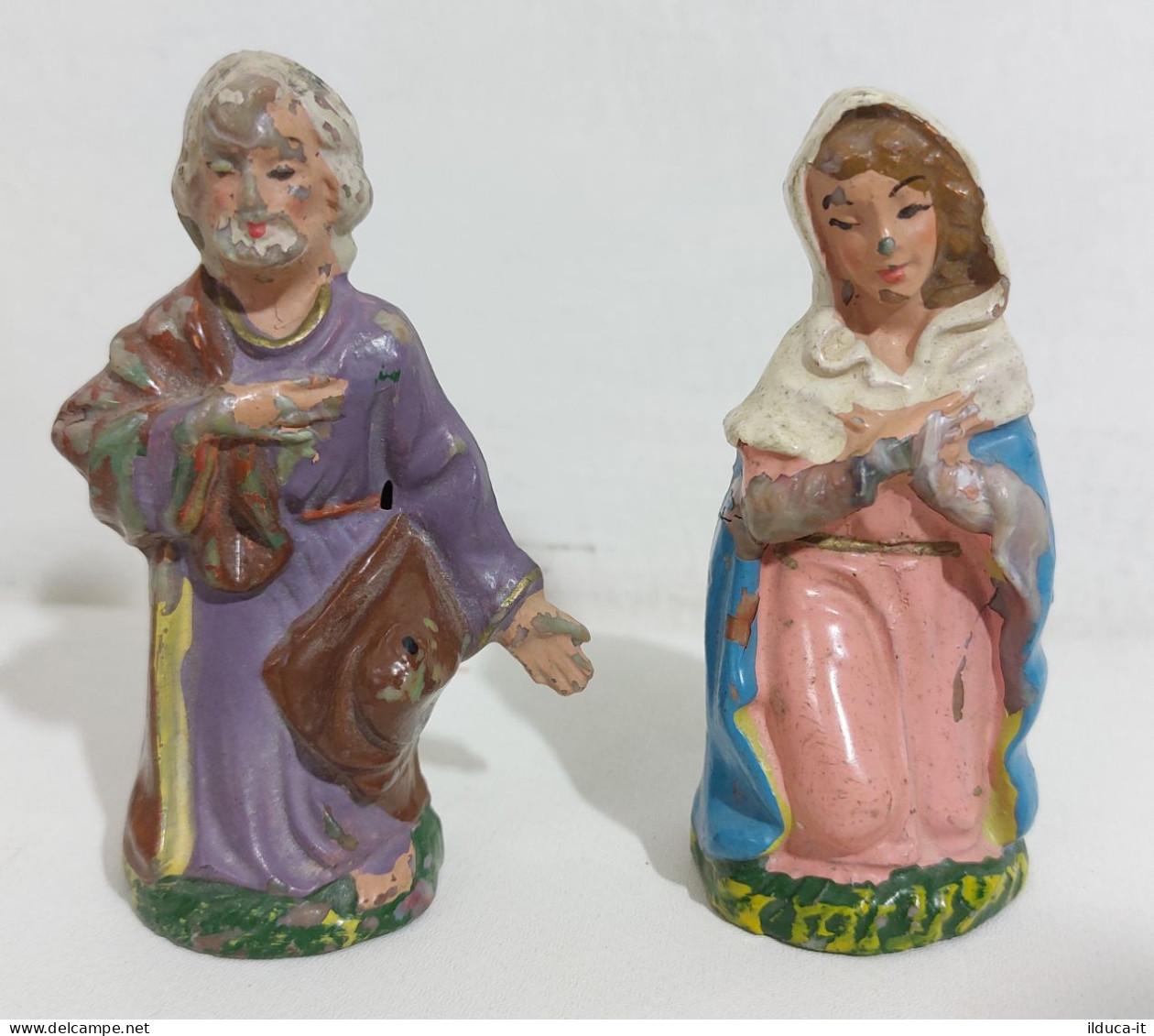 I117172 Pastorello Presepe - Statuina In Celluloide - Madonna E San Giuseppe - Crèches De Noël