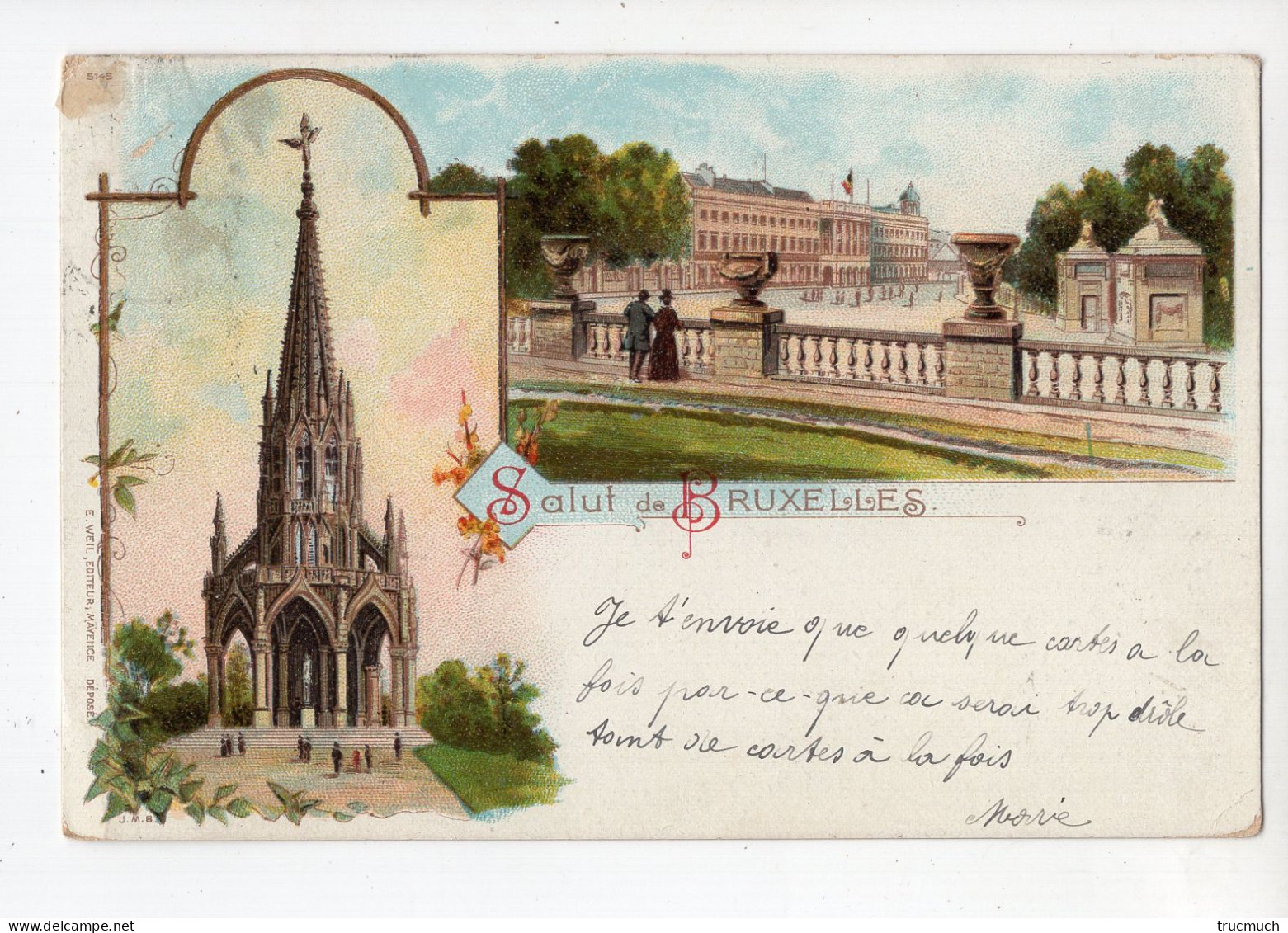 466 - Salut De BRUXELLES    *litho*1897* - Monuments