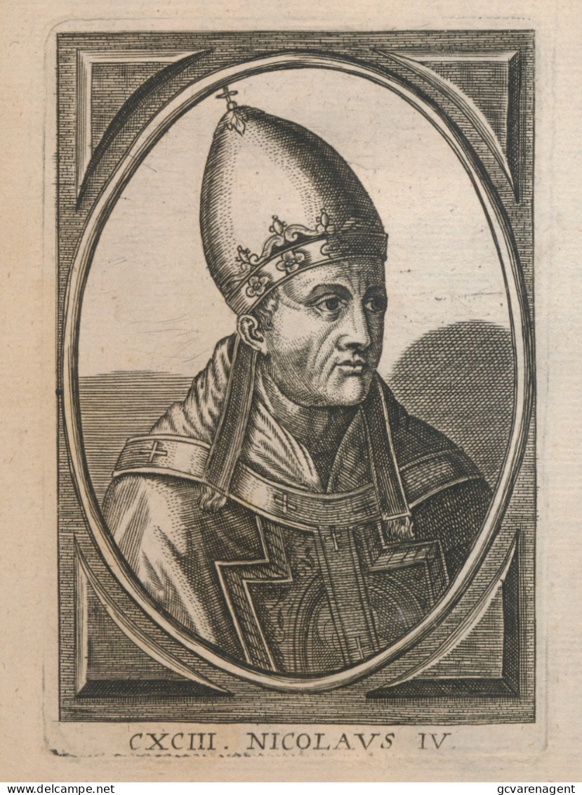 POPE PAUS.  NICOLAUS IV     12 X 8 CM   17eme GRAVURE - Devotion Images