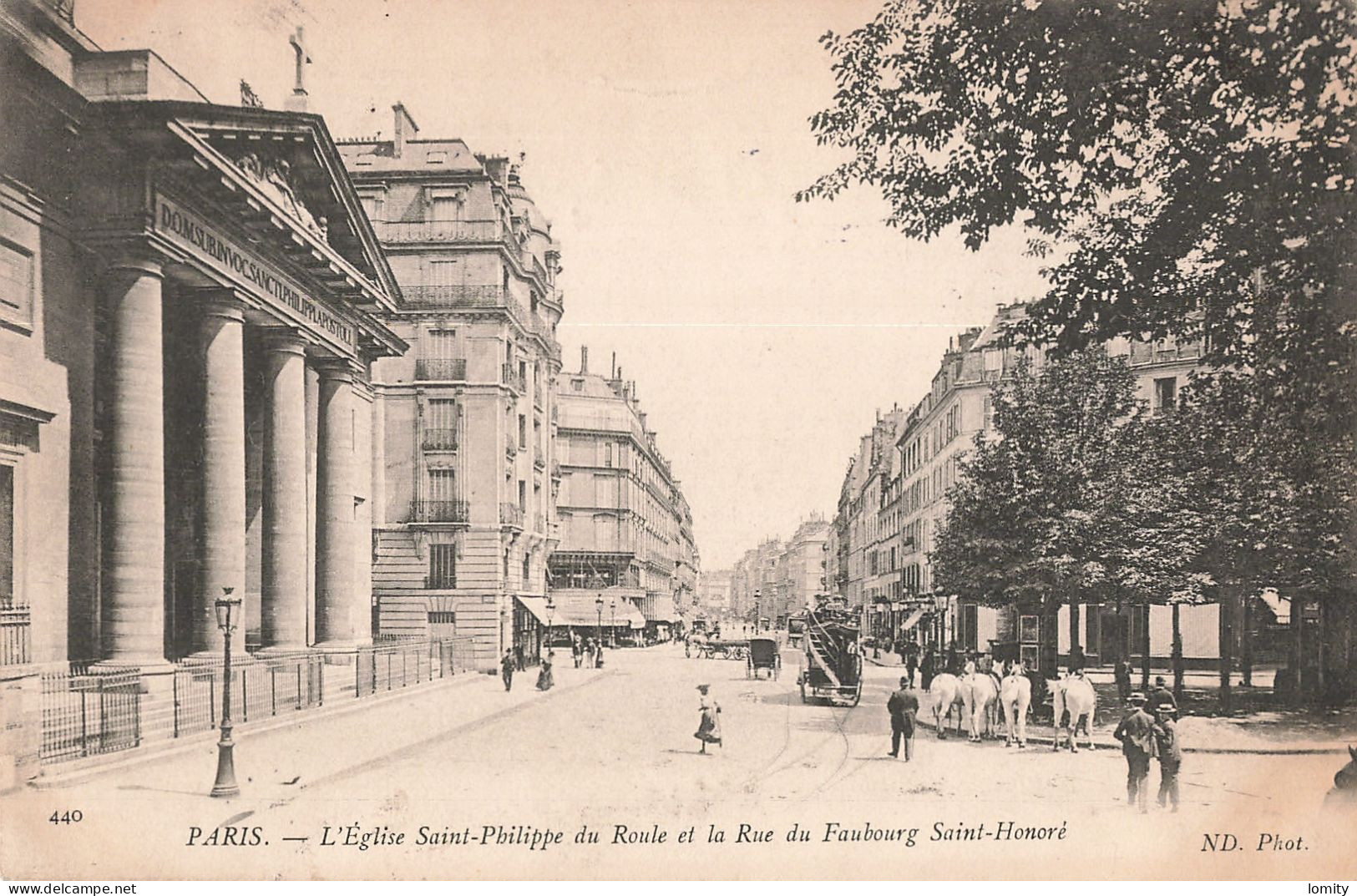 75 Paris église Saint Philippe Du Roule Et La Rue Du Faubourg Saint Honoré CPA Cachet 1904 - Paris (08)