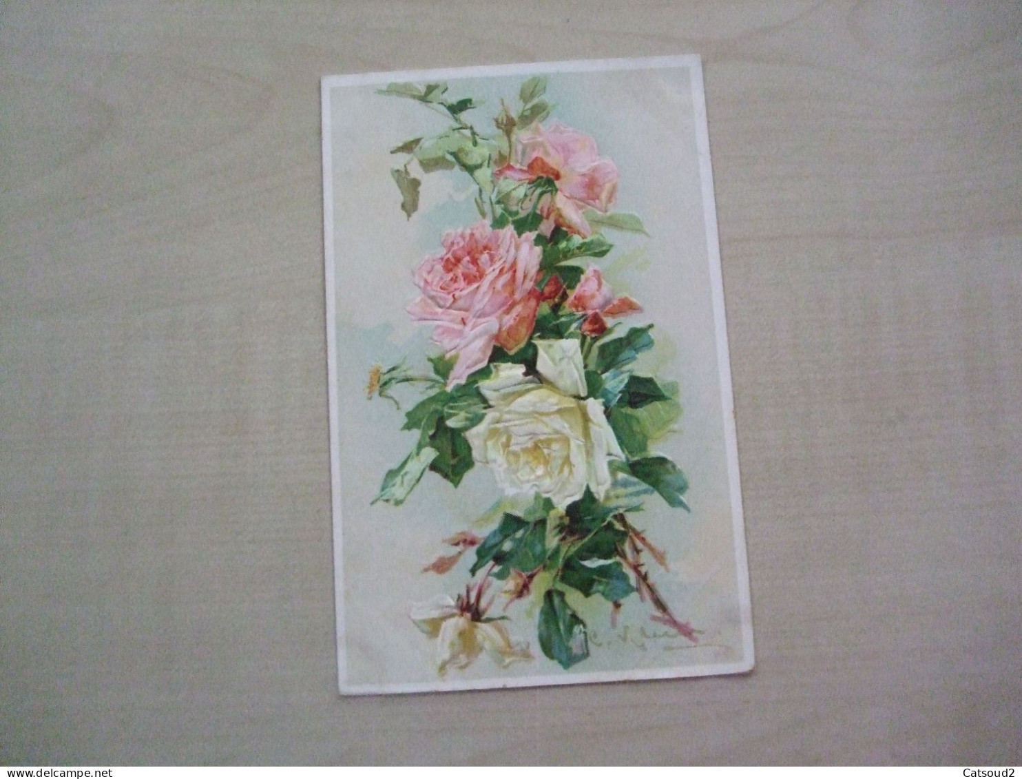 Carte Postale Ancienne Gaufrée CATHARINA KLEIN Roses - Klein, Catharina