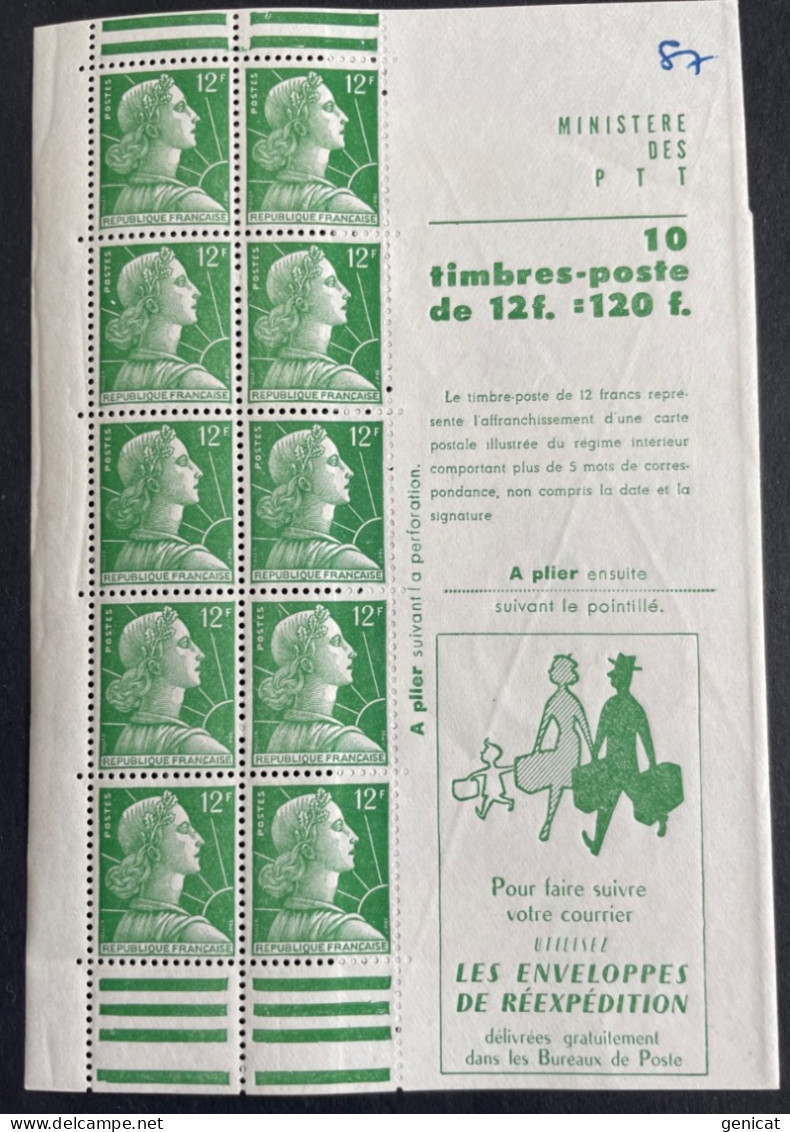 Carnet Type Muller 1010-C3 Voyageurs Variété Gomme Décalée  Vers La Droite - Alte : 1906-1965