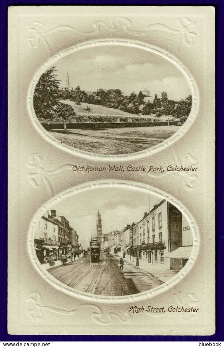 Ref 1651 - Super Early Double View Postcard - Old Roman Wall & High St. Colchester - Essex - Colchester