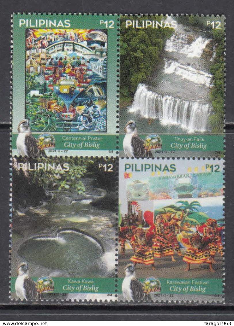 2021 Philippines Bislig Festivals Waterfalls Chutes Complete Block Of 4  MNH - Filipinas