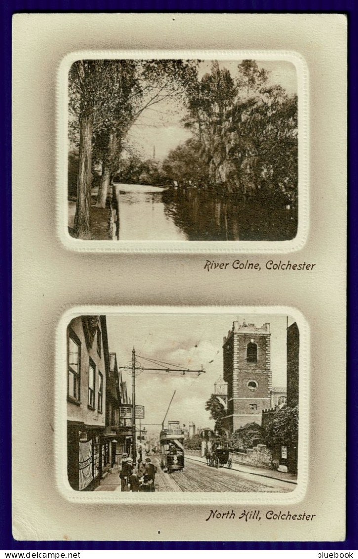 Ref 1651 - Super Early Double View Postcard - River Colne & North Hill Colchester - Essex - Colchester