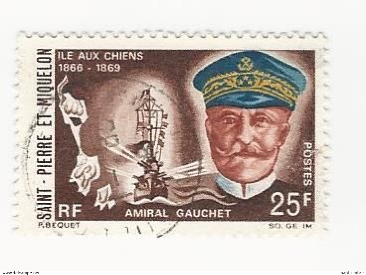 SPM-1968 -Célébrités. Amiral Gauchet - N° 383 Oblitéré - Gebruikt