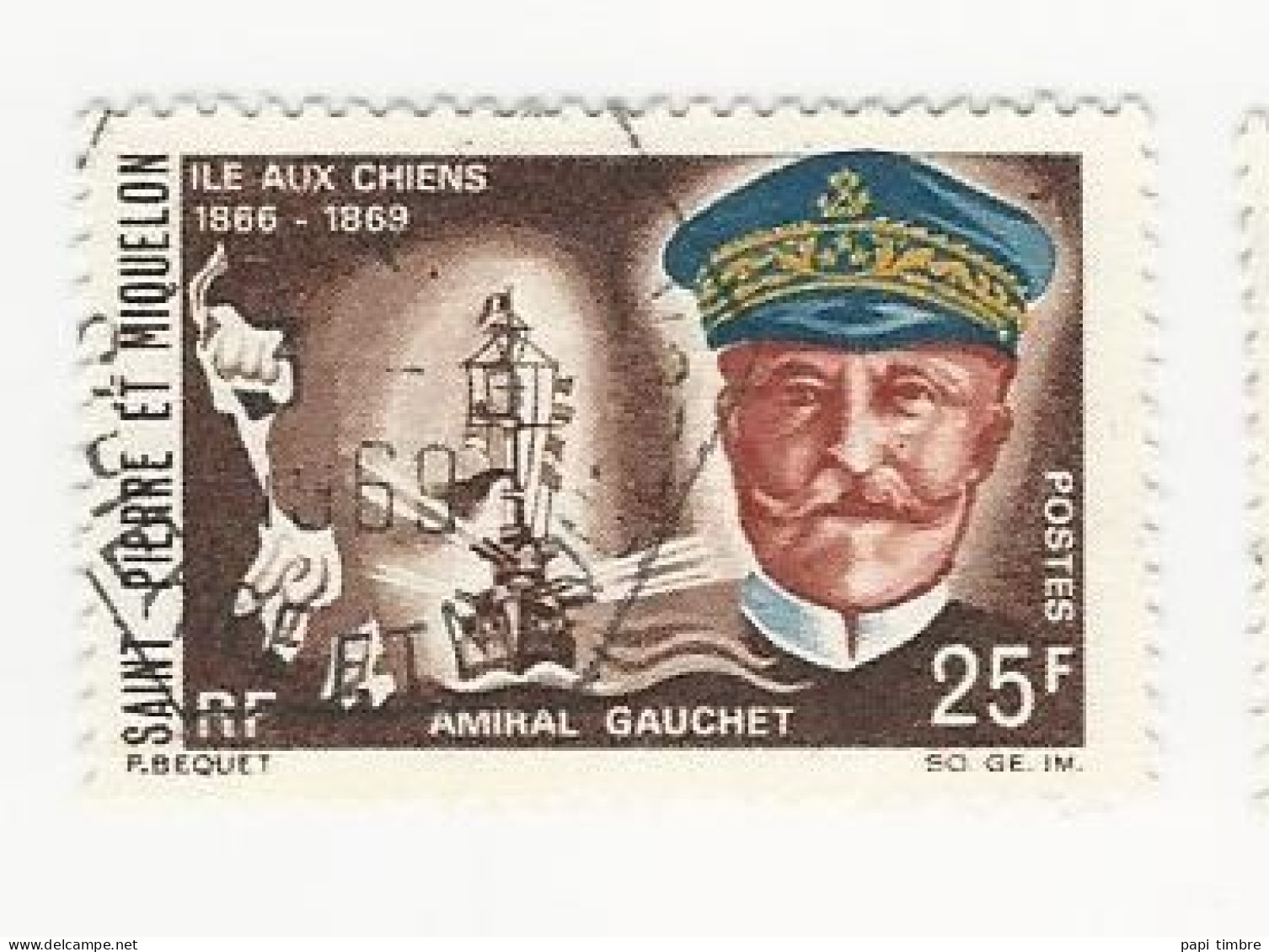 SPM-1968 -Célébrités. Amiral Gauchet - N° 383 Oblitéré - Gebruikt