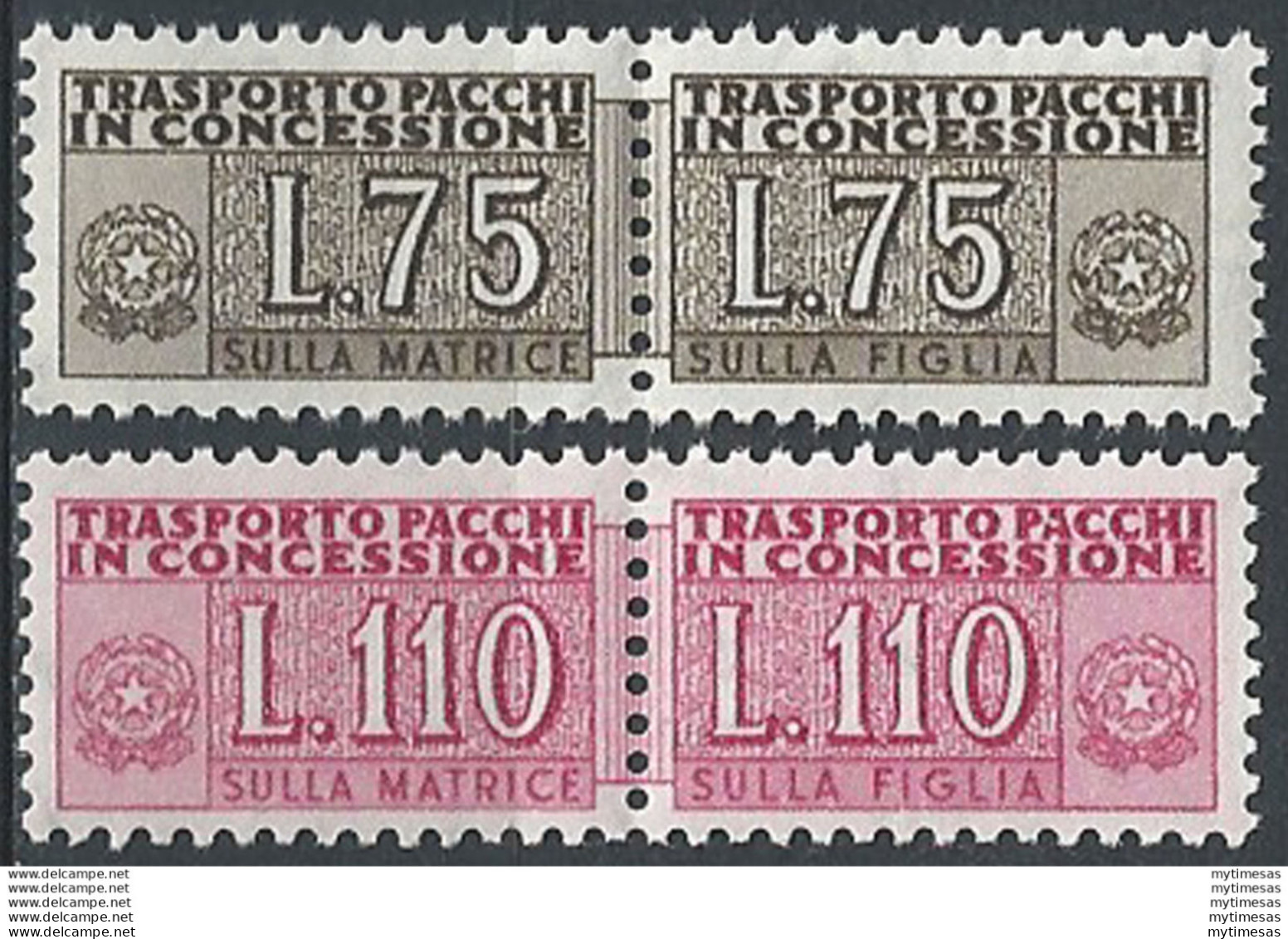 1955 Italia Pacchi In Concessione Stelle MNH Sassone N. 9+12 - 1946-60: Mint/hinged