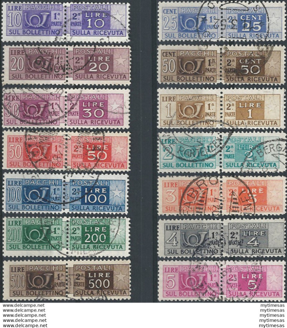 1946-51 Italia Pacchi 14v. Cancelled Sass N. 66/78+80 - 1946-60: Mint/hinged