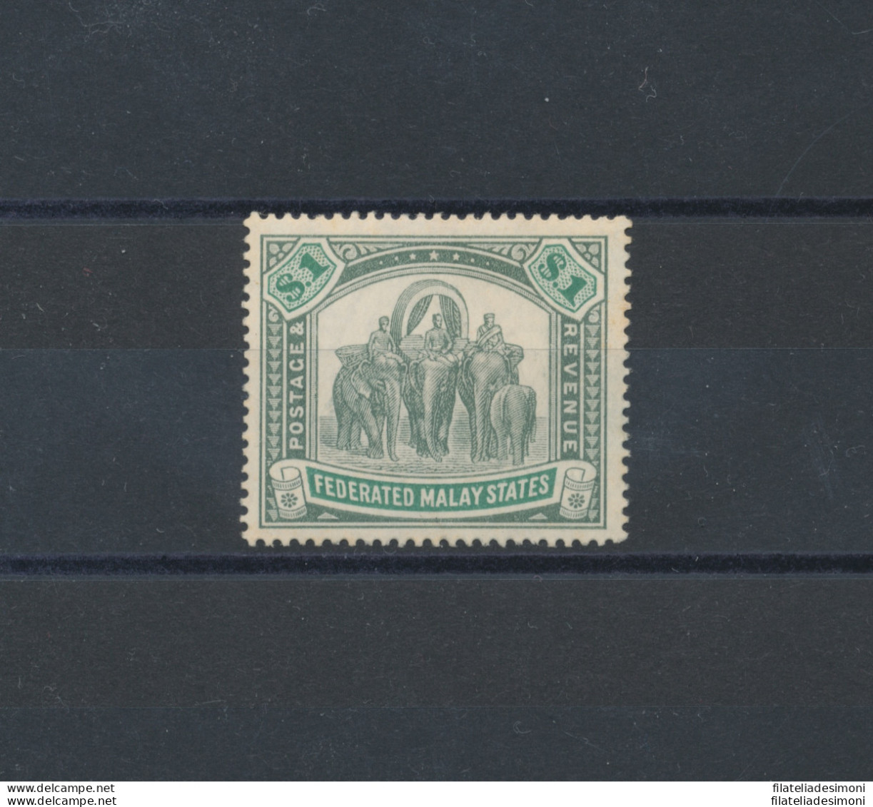 1904 Federation Malaya States - SG N° 48 , 1 $ Grey Green And Green , MLH* - Altri & Non Classificati