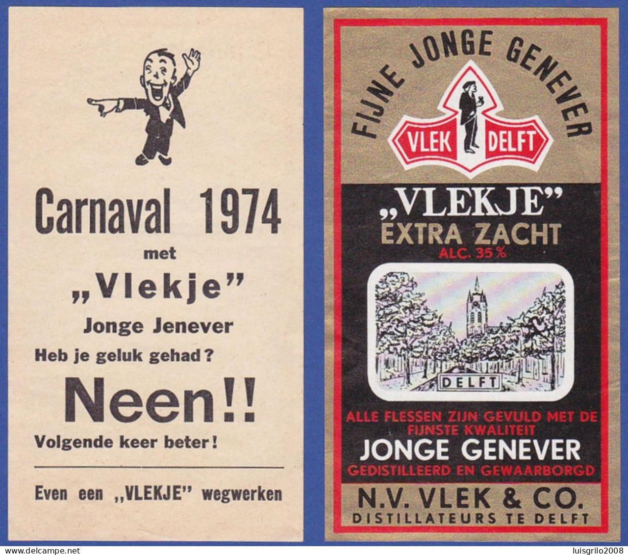 Genebra - Fijne Jonge Genever VLEK DELFT. VLEKJE -|- N.V. Vlek Distillateurste Delft - Alcools & Spiritueux