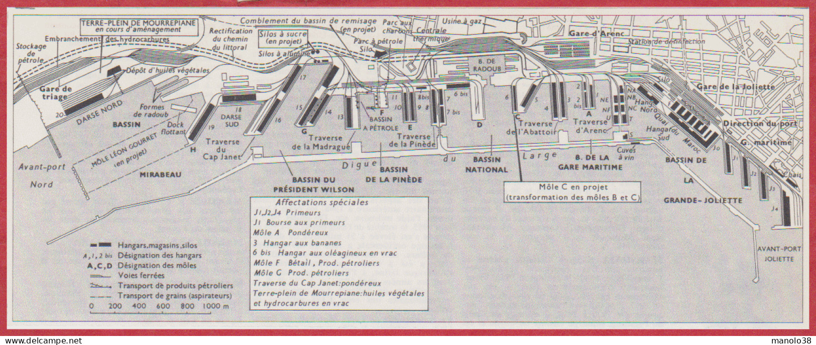 Carte Du Port De Marseille. Bouches Du Rhône (13). Larousse 1960. - Documents Historiques