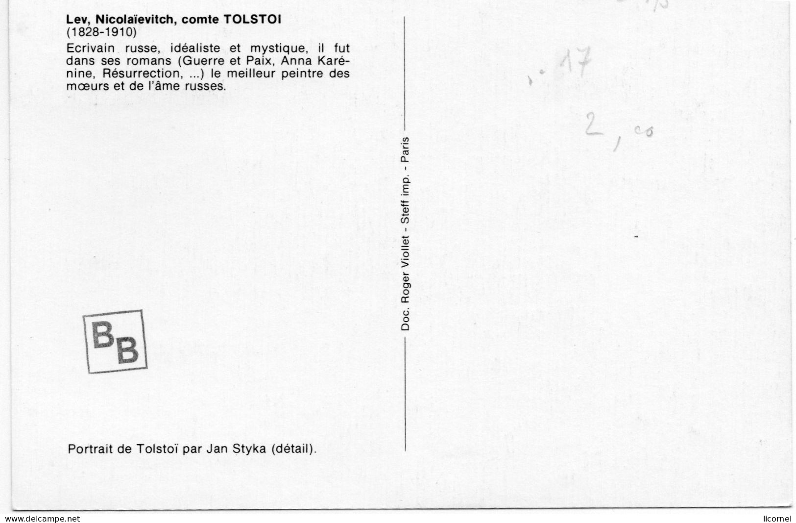 Carte  Maxi  1978 Premier Jour :LEON TOLSTOI - 1970-1979