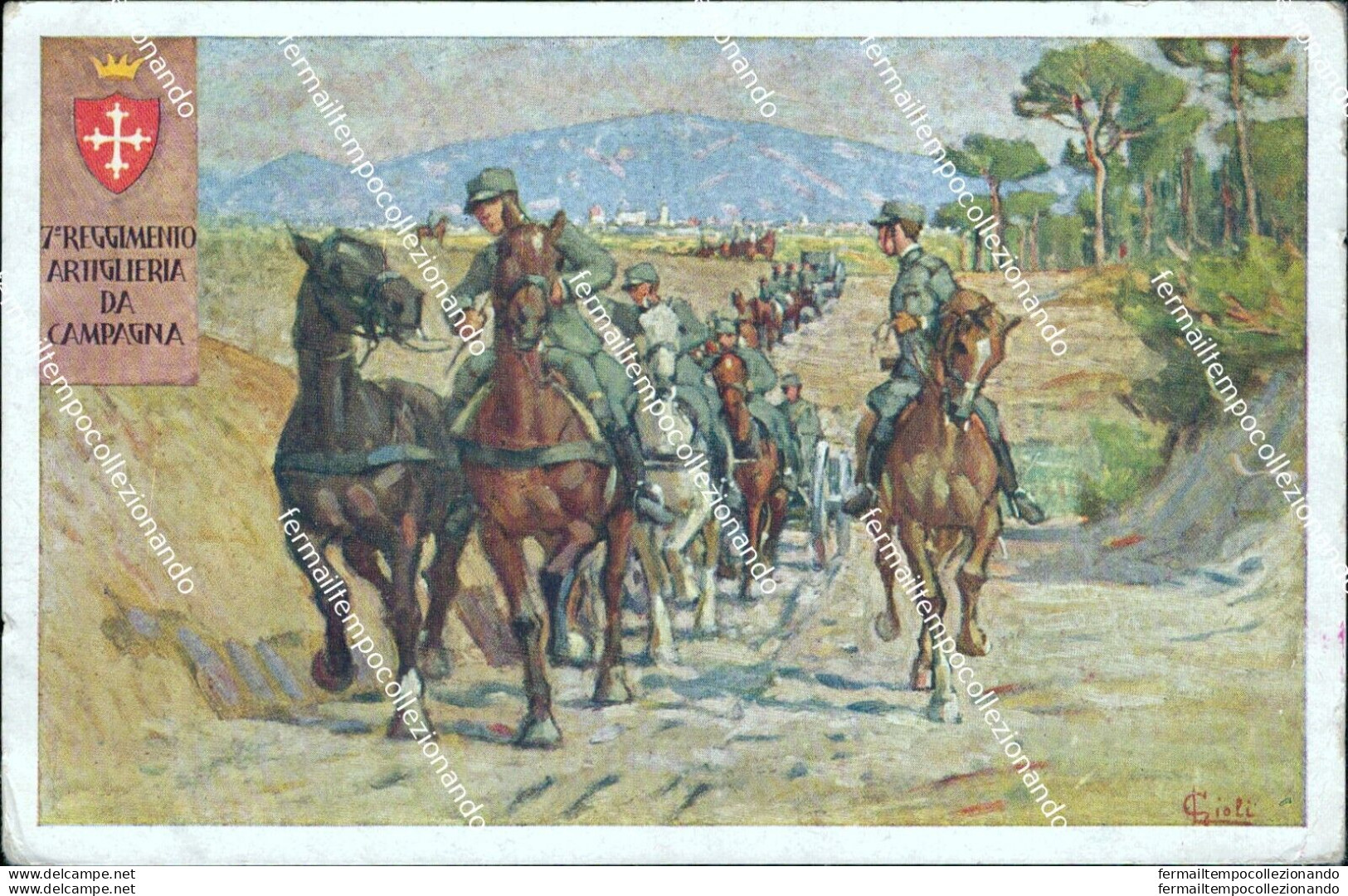 Ca132 Cartolina Militare 7 Reggimento Artiglieria Da Campagna Www1 1 Guerra - Régiments