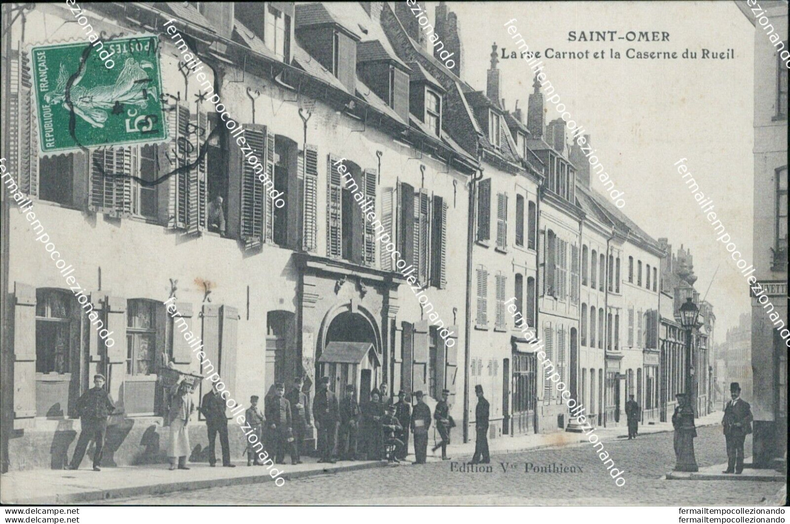 Ci30 Cartolina Saint Omer Larue Carnot Et La Caserne Du Rueil Francia France - Autres & Non Classés