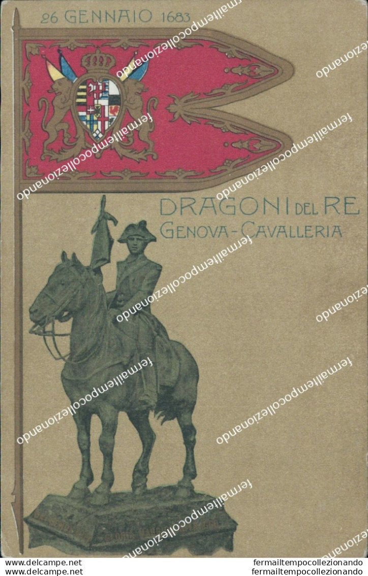 Ca138 Cartolina Militare  Genova Cavalleria Dragoni Del Re Www1 1 Guerra - Régiments