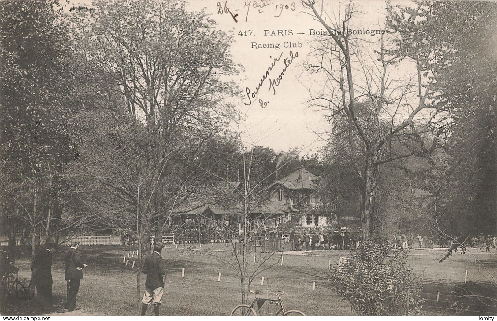 75 Paris Bois De Boulogne Le Racing Club CPA Cachet 1903 - Parks, Gardens