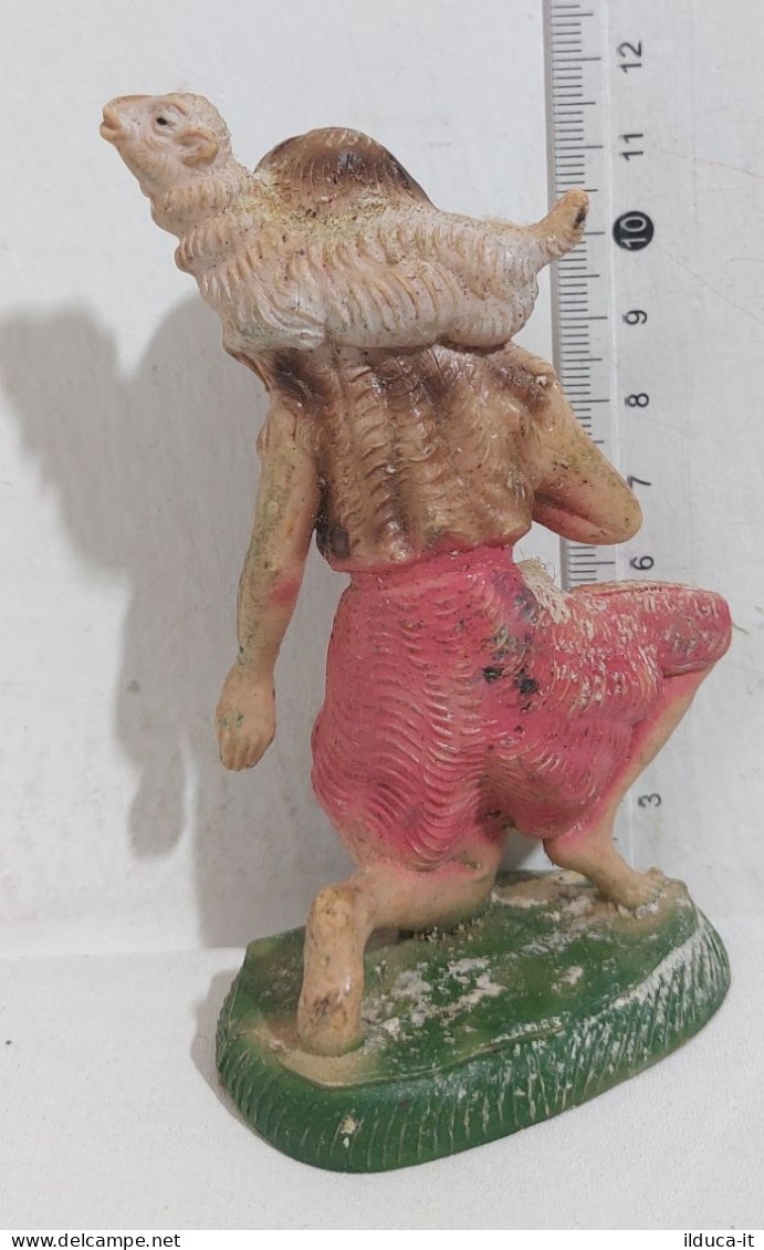 I117196 Pastorello Presepe - Statuina In Plastica - Uomo Con Pecora - Weihnachtskrippen