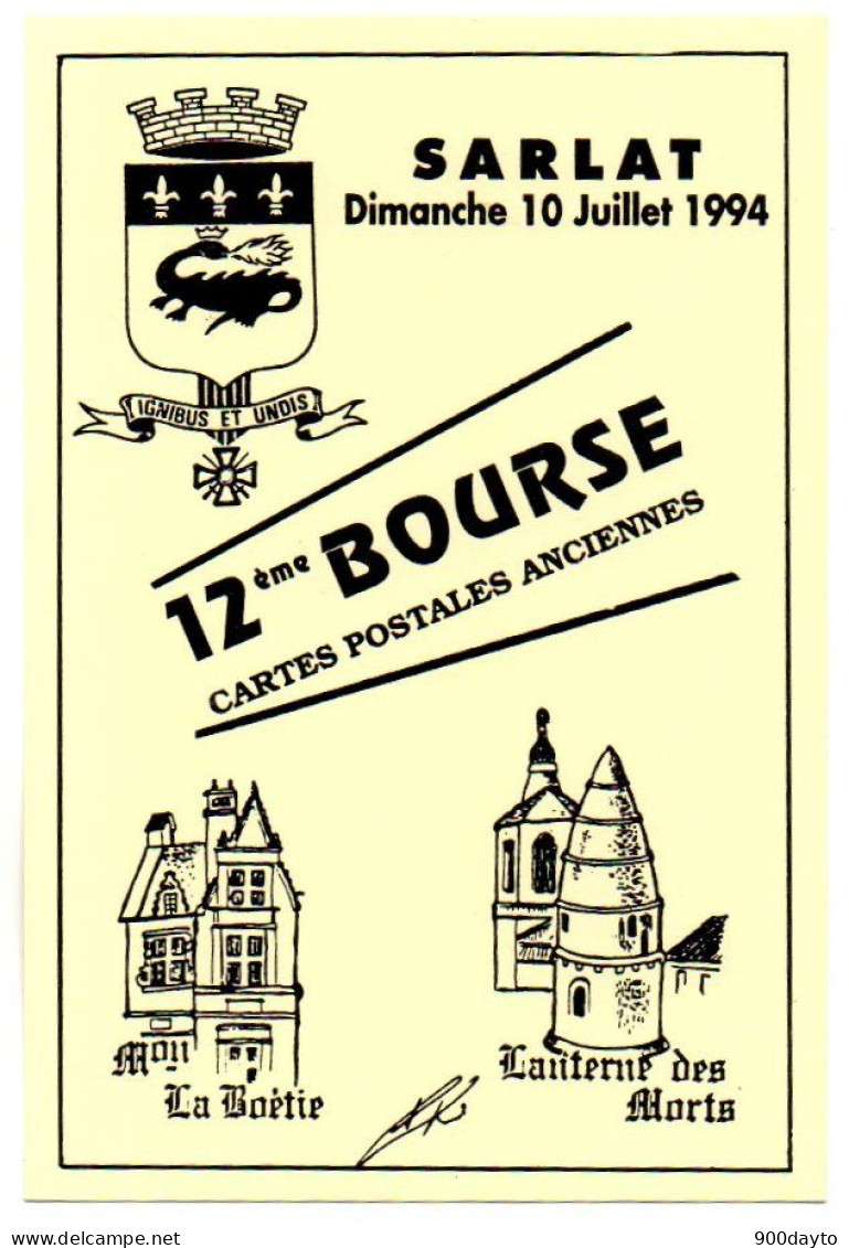 SARLAT. 12 ème Bourse Cartes Postales Anciennes. 1994. - Borse E Saloni Del Collezionismo