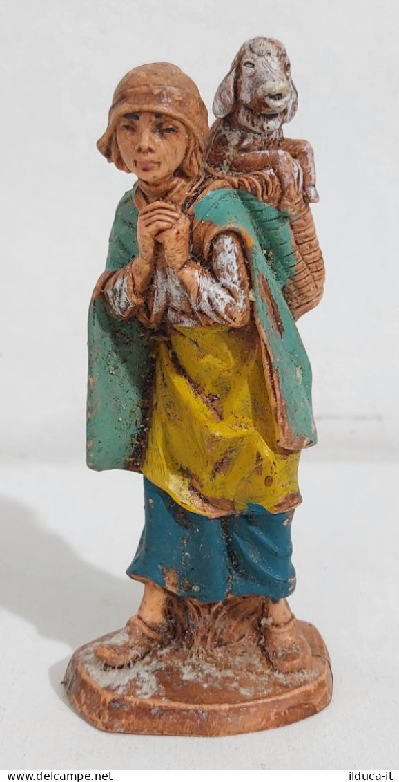 I117198 Pastorello Presepe - Statuina In Plastica - Donna Con Pecora - Christmas Cribs
