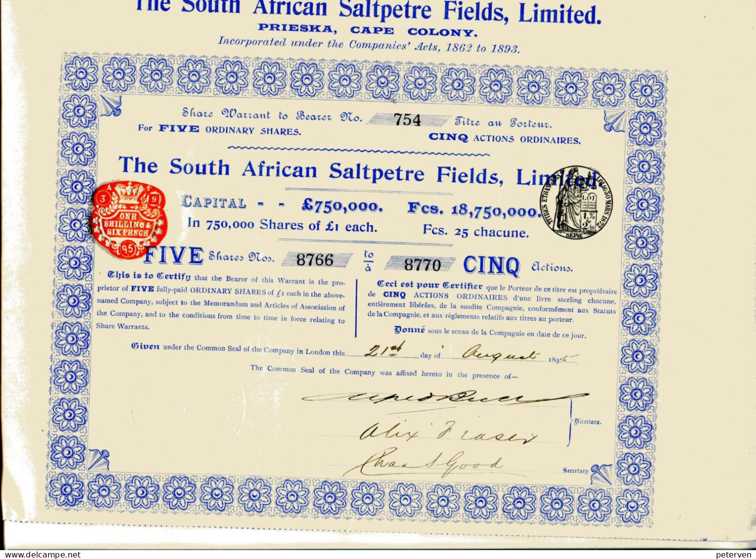 The South African Saltpetre Fields Limited; Prieska, Cape Colony - Mineral