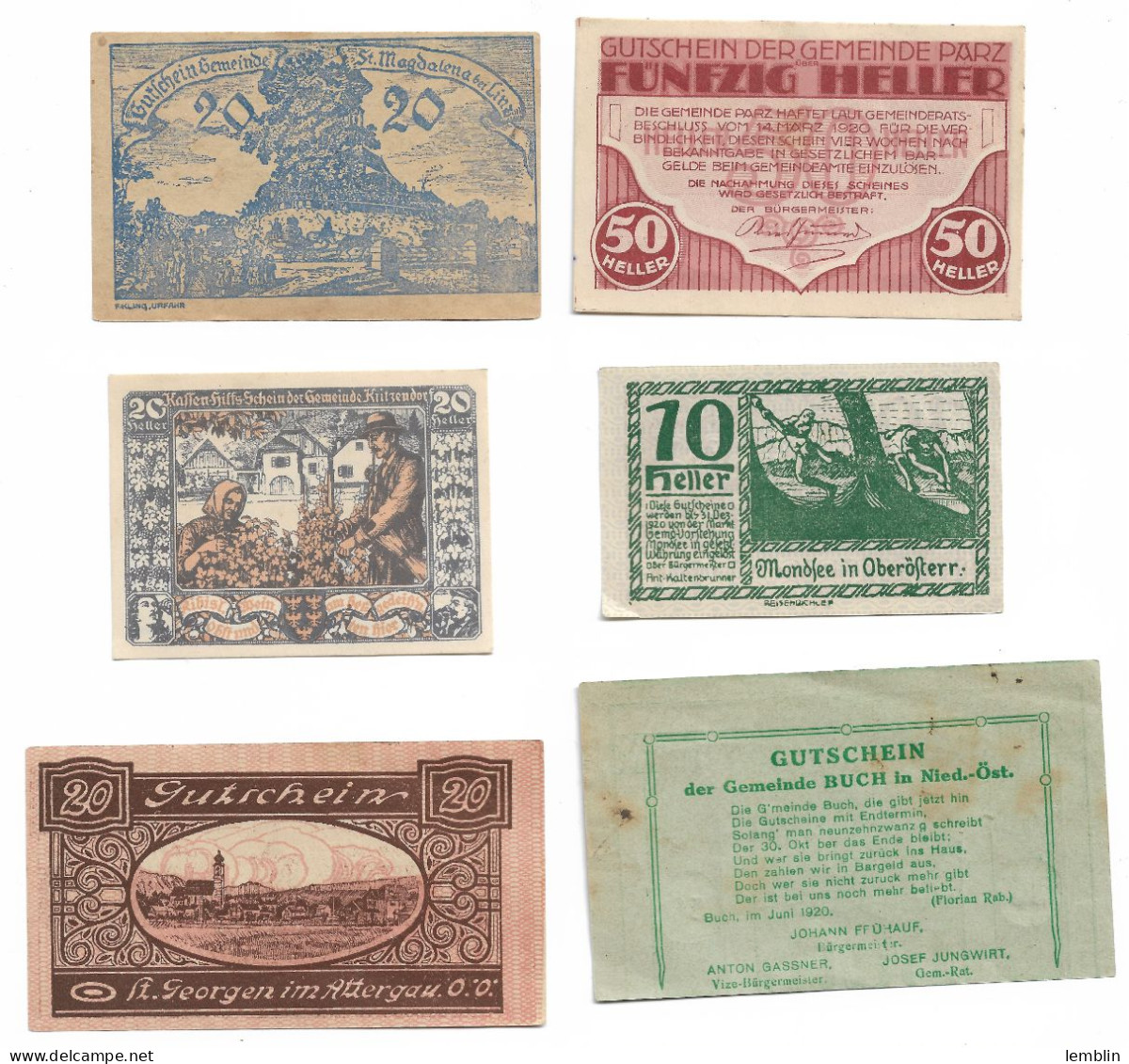 AUTRICHE - 6 BILLETS DE NECESSITE - Austria