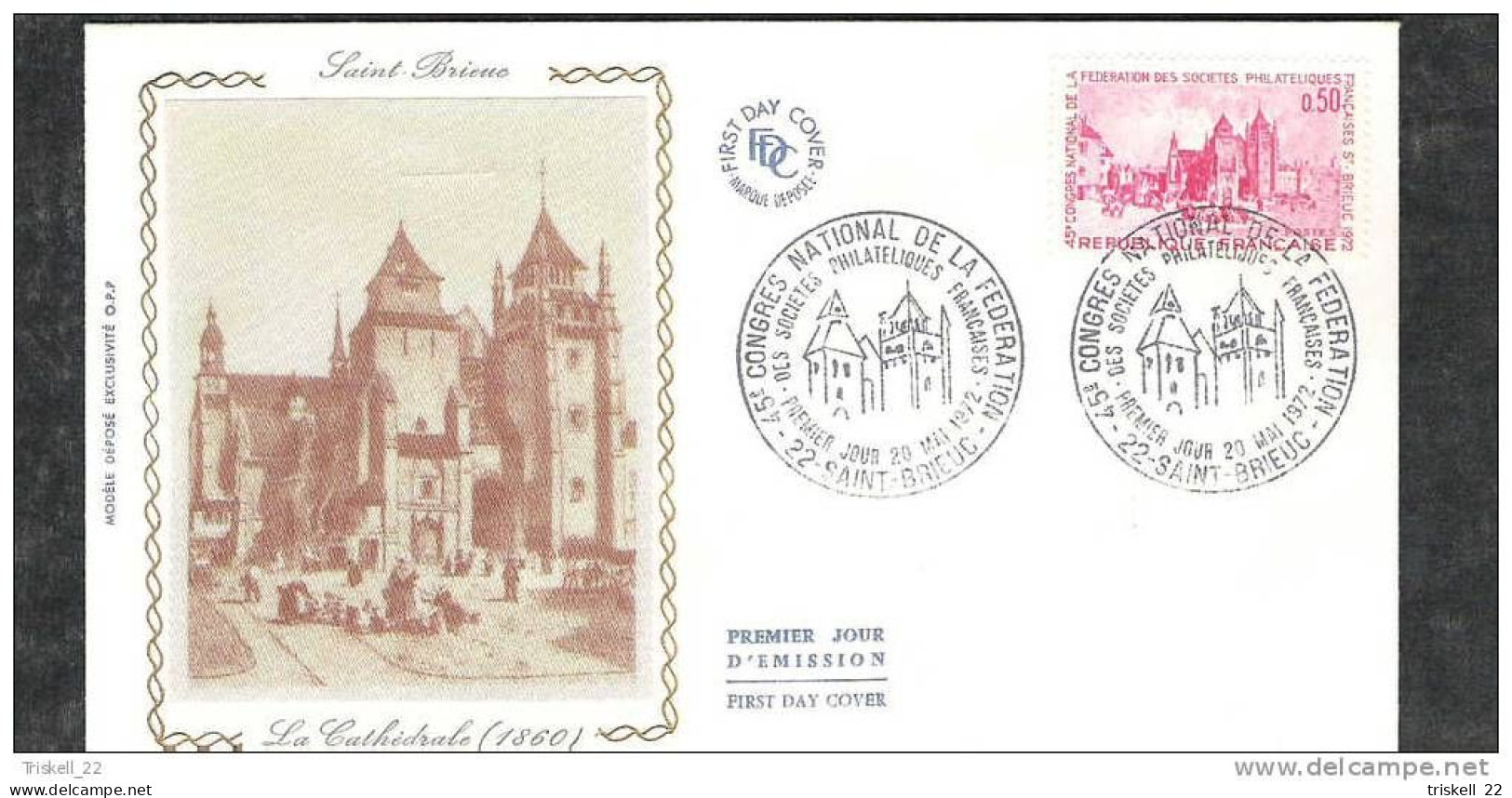 FDC : lot de 3 cartes et 7 enveloppes Saint-Brieuc 45° congrès phil. 1972 - vente au détail sur demande