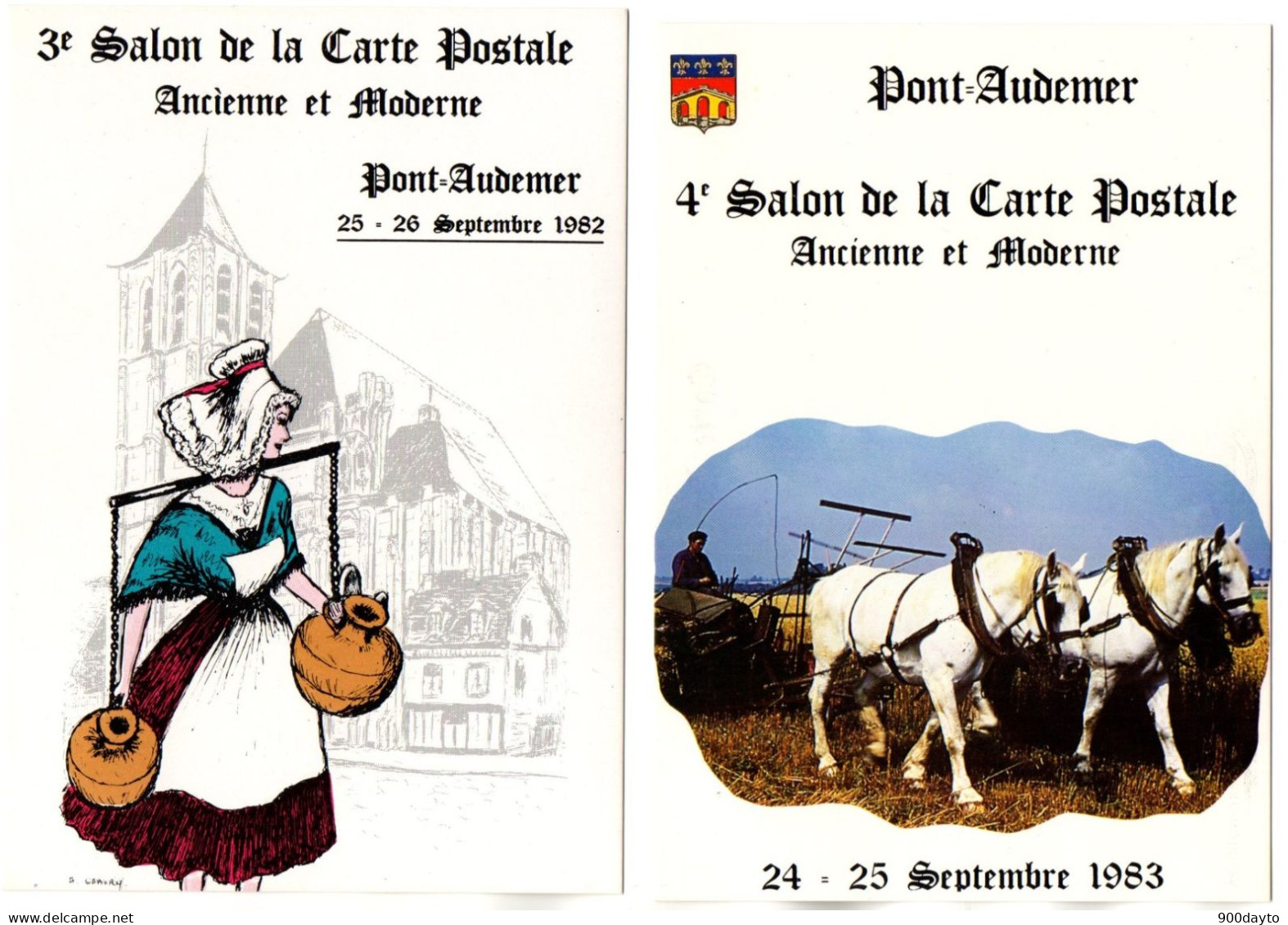 Lot De 2 CP. PONT-AUDEMER.  3ème Et 4ème Salon De La Carte Postale. - Sammlerbörsen & Sammlerausstellungen