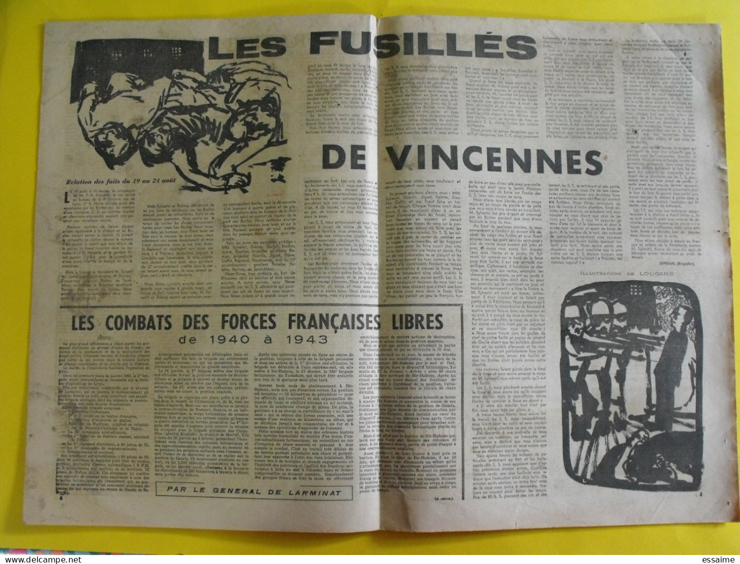 Journal France D'abord N° 76  Du 7 Décembre 1944. Leclerc Fusillés De Vincennes Escadrille Normandie Strasbourg - Guerra 1939-45