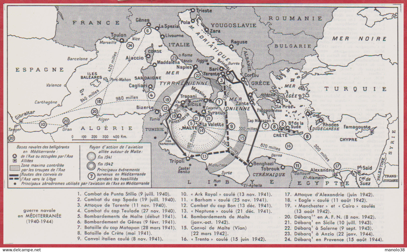 Guerre Navale En Méditerranée. Combats, Attaques, Débarquements, Bombardements .. Seconde Guerre Mondiale. Larousse 1960 - Documenti Storici