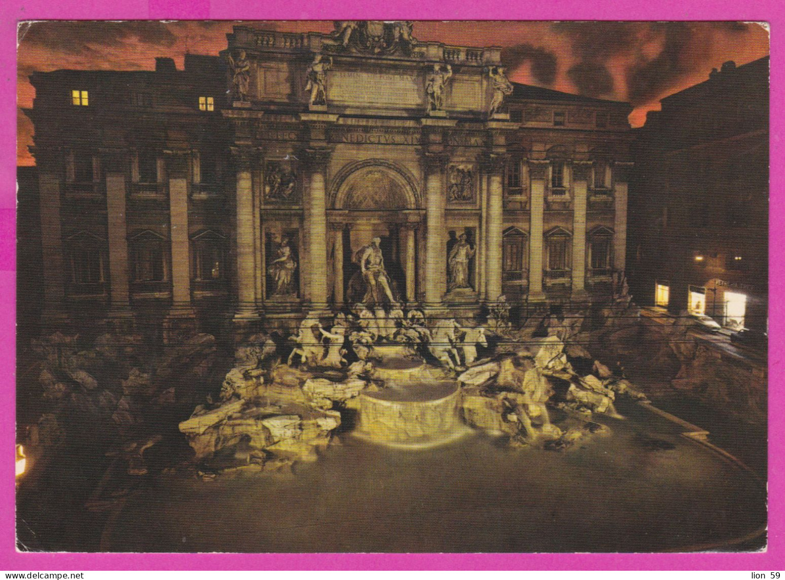 293932 / Italy - ROMA Night Fontana Di Trevi  PC 1967 USED - 20 L Coin Of Syracuse , Italia Italie Italien - 1961-70: Marcophilie