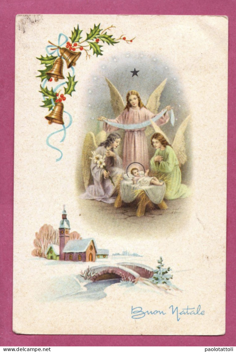 Greeting Crad- Buon Natale, Merry X-Mas- Angel With Christ Child- Standard Size, Divided Back. Cancelled And Mailed - Autres & Non Classés