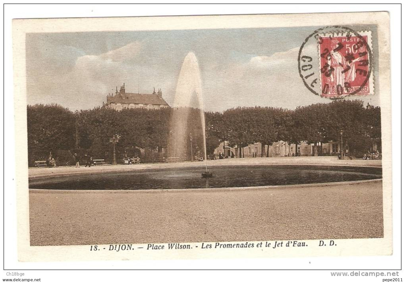 CPA- 21 - Côte D'Or - Dijon- Place Wilson - Les Promenades Et Le Jet D'eau  - Vue Peu Commune - Dijon