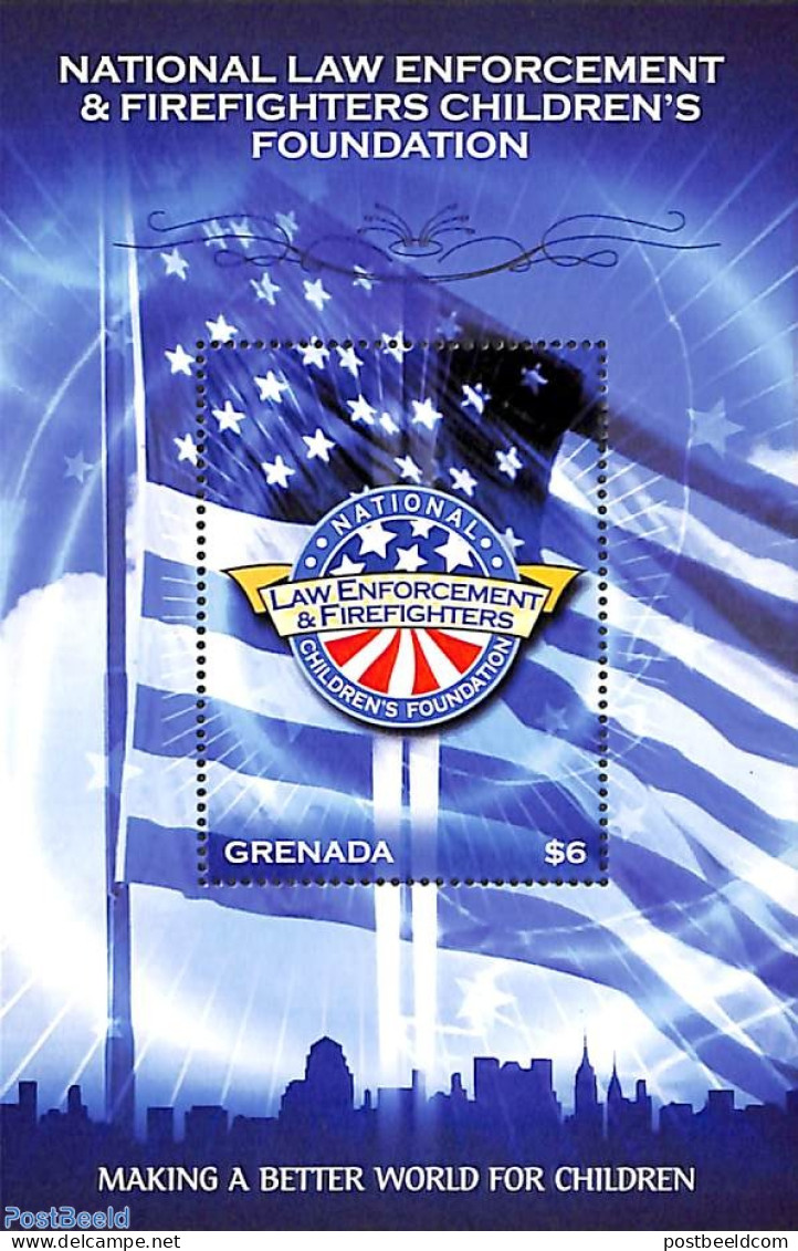 Grenada 2002 Foundation Children Of Police & Fire Fighters S/s, Mint NH, Transport - Various - Fire Fighters & Prevent.. - Pompieri