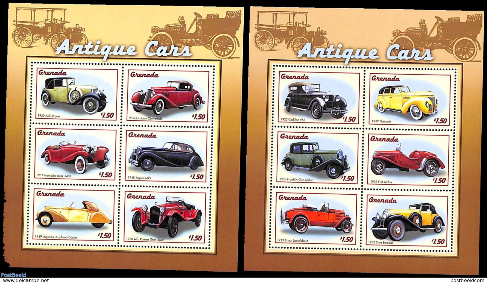 Grenada 2000 Automobiles 12v (2 M/s), Mint NH, Transport - Automobiles - Automobili