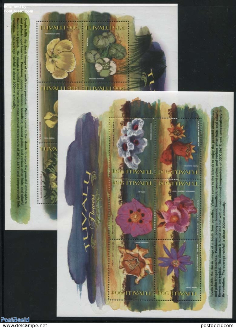 Tuvalu 1999 Flowers 2x6v M/s, Mint NH, Nature - Flowers & Plants - Otros & Sin Clasificación