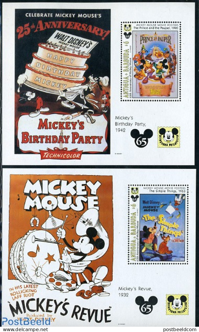 Antigua & Barbuda 1993 Mickey Mouse 2 S/s, Mint NH, Art - Disney - Disney