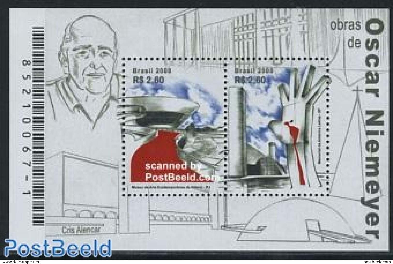 Brazil 2008 Oscar Niemeyer S/s, Mint NH, Art - Modern Architecture - Unused Stamps