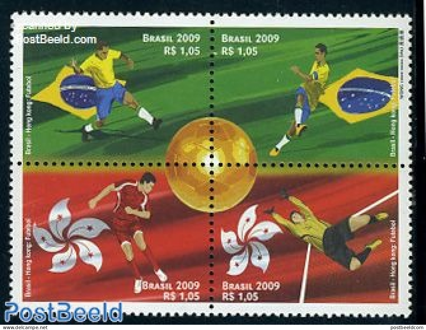 Brazil 2009 Football 4v, Joint Issue Hong Kong, Mint NH, Sport - Various - Football - Joint Issues - Ungebraucht