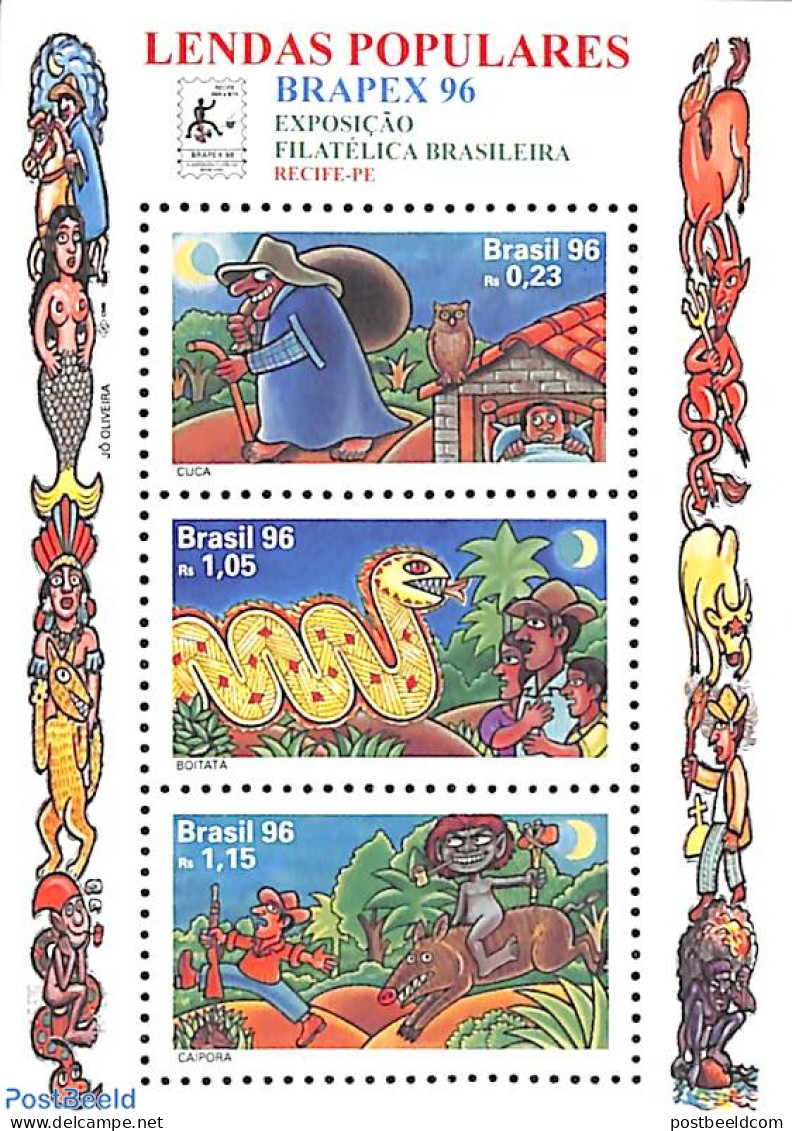 Brazil 1996 Brapex 96 S/s, Mint NH, Nature - Owls - Art - Fairytales - Unused Stamps