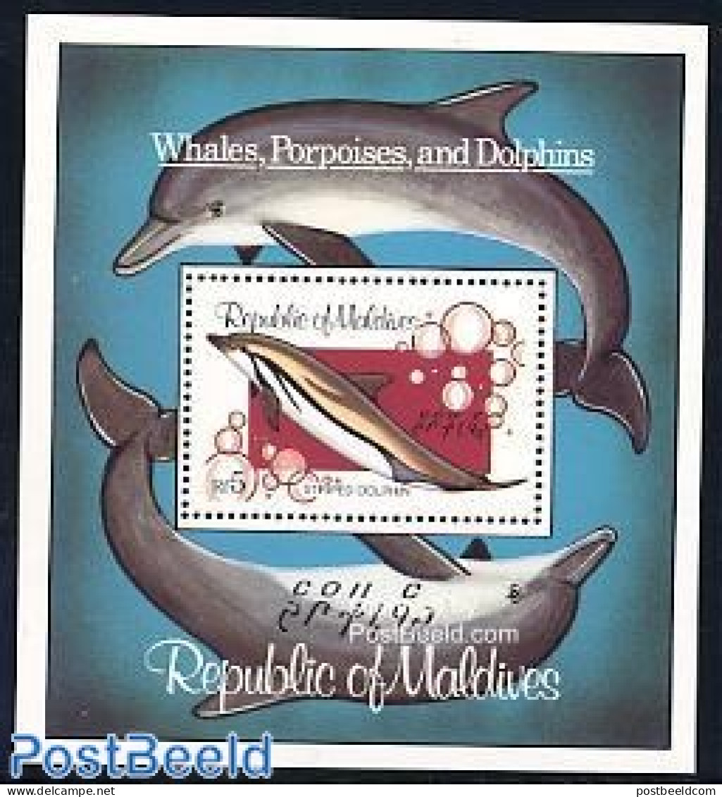 Maldives 1983 Dolphin S/s, Mint NH, Nature - Sea Mammals - Malediven (1965-...)