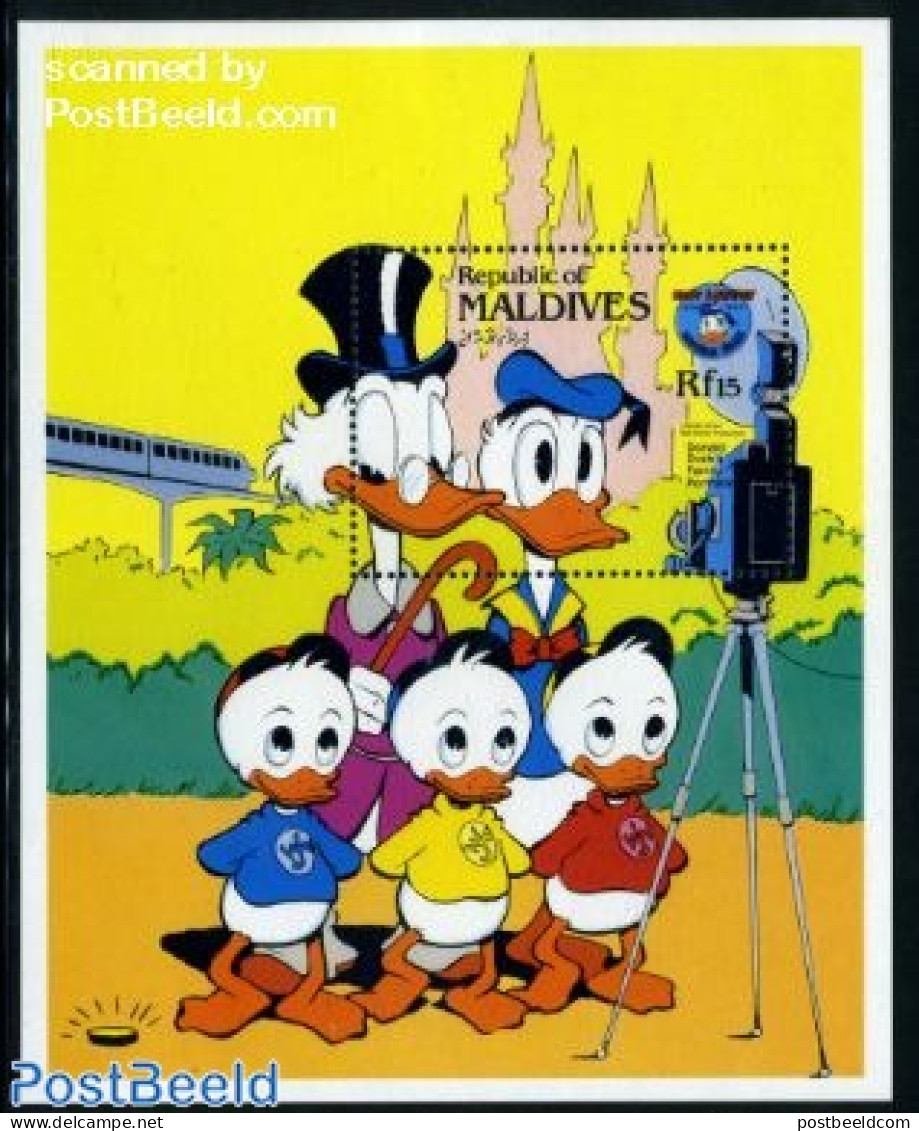 Maldives 1984 50 Years Donald Duck S/s, Dagobert & Donald, Mint NH, Art - Disney - Photography - Disney
