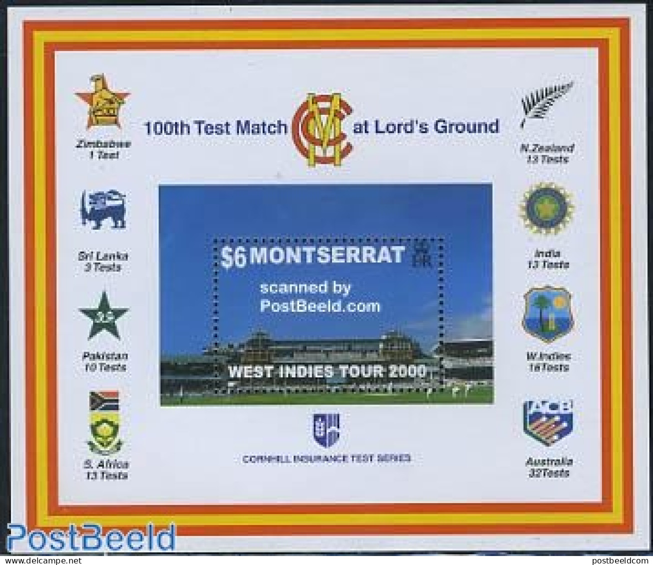 Montserrat 2000 Lords Cricket Ground S/s, Mint NH, Sport - Cricket - Cricket