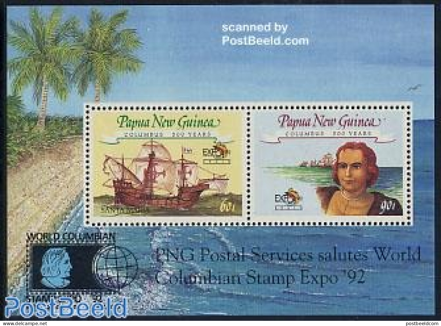 Papua New Guinea 1992 Columbus, Expo S/s, Mint NH, History - Transport - Various - Explorers - Ships And Boats - World.. - Erforscher