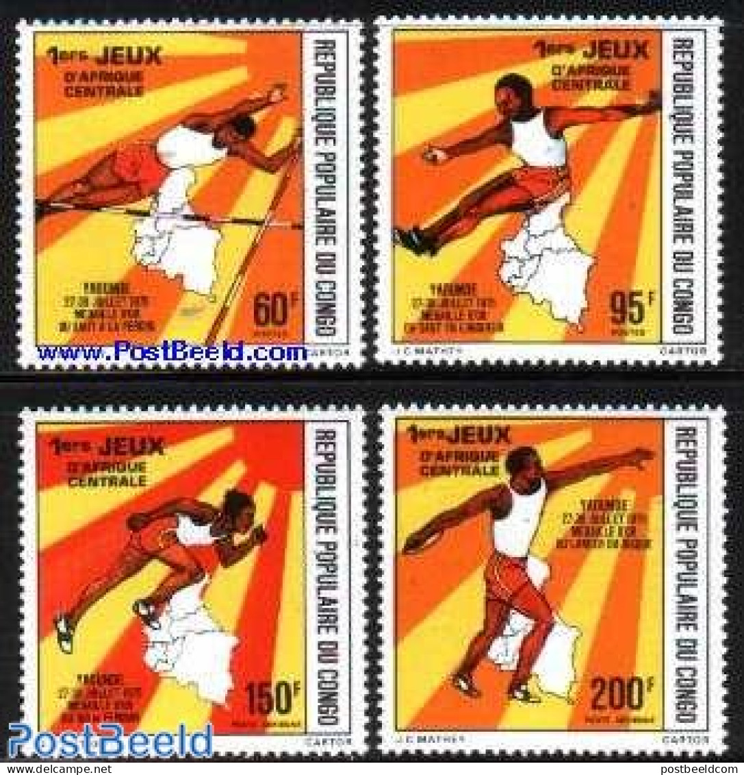 Congo Republic 1976 Central African Games 4v, Mint NH, Sport - Athletics - Sport (other And Mixed) - Atletica