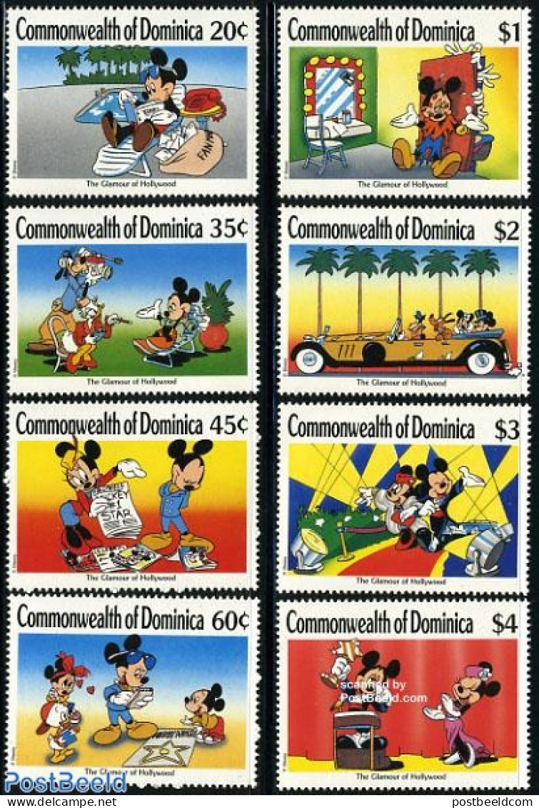 Dominica 1989 Disney, Hollywood 8v, Mint NH, Performance Art - Film - Art - Disney - Film